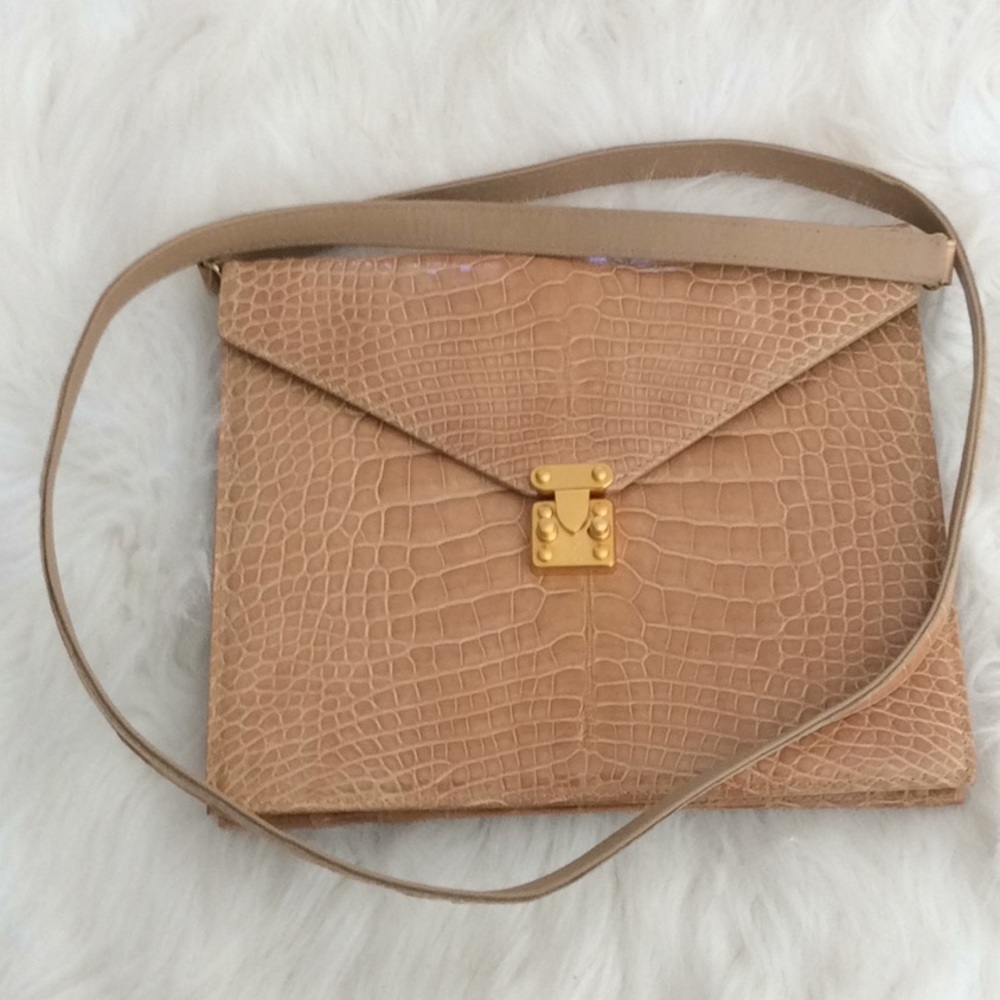 🐊 Lana Marks of London Constance Kelly Alligator Bag in Nude Cream Tan 🐊 Gold!